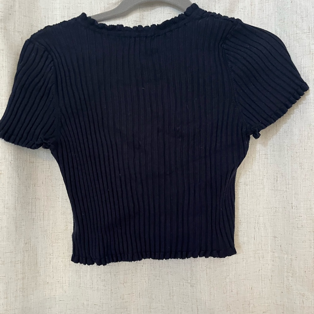 Navy Ribbed Crop Top - Picture 4 of 4